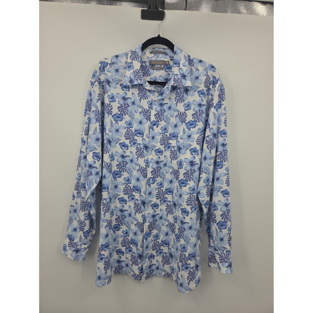 Daniel Cremieux Floral Linen Shirt Sz XL Beachy Vacation Resort Cruise Summer